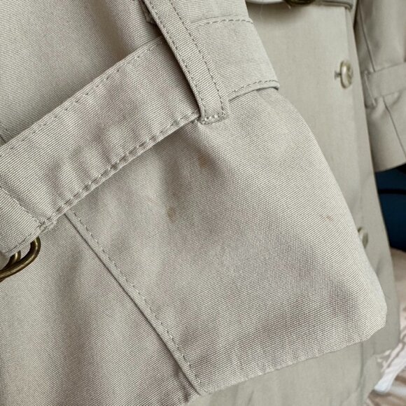 Vintage London Fog Tan Winter Trench Coat Wool Liner - Picture 6 of 14